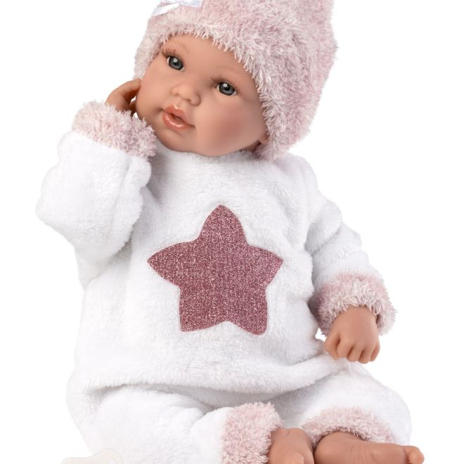 Llorens 63648 NEW BORN - realistická panenka miminko se zvuky a měkkým látkovým tělem - 36 cm
