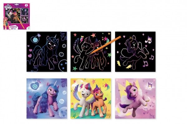 Škrabací obrázek 3ks barevný My little Pony 20x20cm na kartě