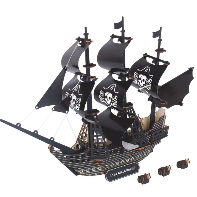 Woodcraft Dřevěné 3D puzzle Pirátská loď Černá perla