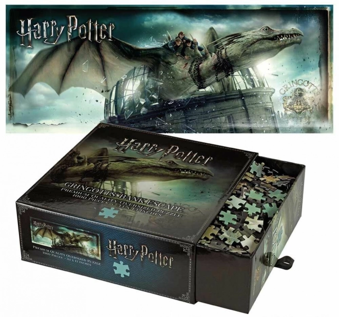 NOBLE PARTNERS Panoramatické puzzle Harry Potter: Útěk od Gringottových 1000 dílků