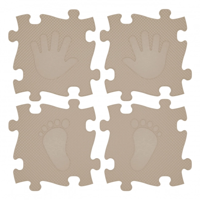 Woopy ortopedická senzorická podložka puzzle ruce a nohy 16 ks - béžová