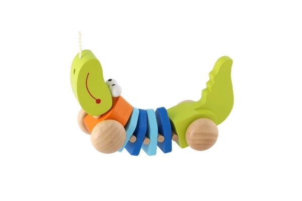Dřevěný krokodýl se šňůrkou