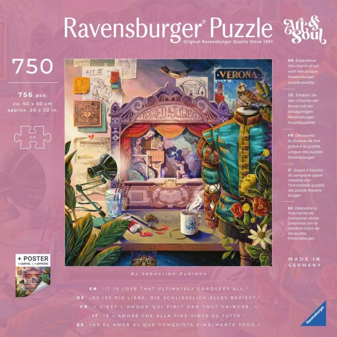 RAVENSBURGER Čtvercové puzzle Art & Soul: Romeo a Julie 750 dílků