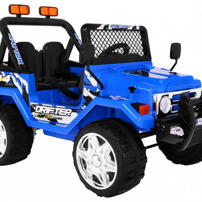 Dětské terénní auto na baterie Raptor Drifter Blue + dálkové ovládání + pomalý start + EVA + zvuky světel