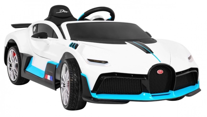 Bugatti Divo Dětské autíčko na baterie bílé + dálkové ovládání + EVA + pomalý start + LED MP3