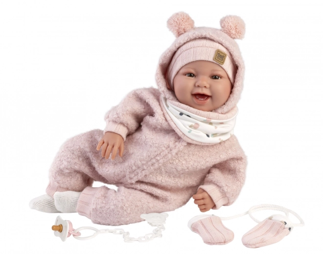 Llorens 84480 NEW BORN - realistická panenka miminko se zvuky a měkkým látkovým tělem - 44 cm