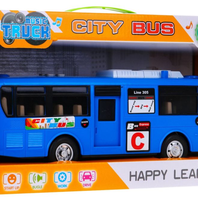 Interaktivní školní autobus pro děti 3+ modrý + otevírací dveře + zvuky Světla