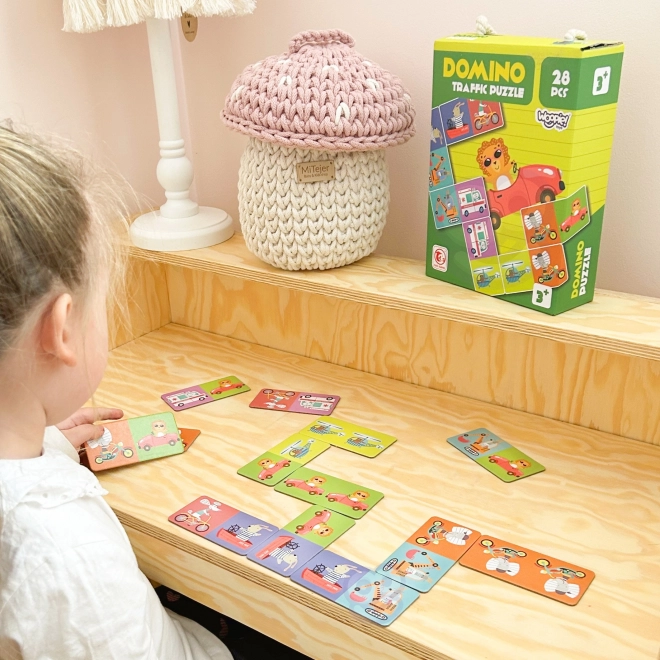 Woopie vzdělávací hra doprava zvířata puzzle domino Montessori