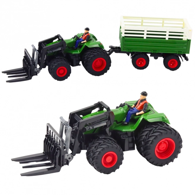 Zábavný traktor s přívěsem a vidlemi na dálkové ovládání