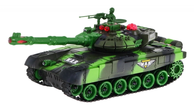 Tank na dálkové ovládání + interaktivní efekty + odpalování + dálkové ovládání – Zelený