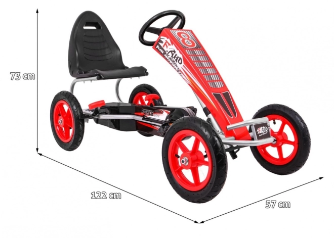 Motokára Full Ahead AIR s pedály pro děti 3+ Červená + Nastavení sedadla + Nafukovací kola + Ruční brzda