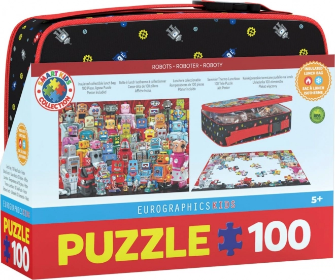 EUROGRAPHICS Puzzle ve svačinovém boxu Roboti 100 dílků