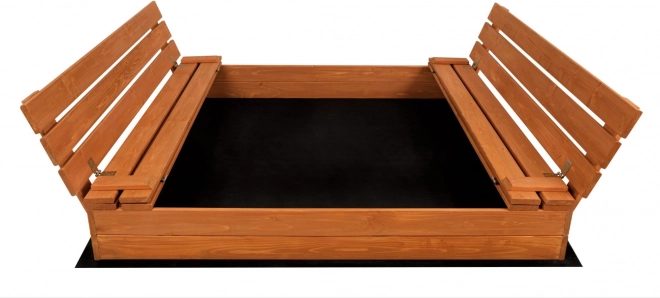 SAND TROPIC Dřevěné pískoviště s lavičkami a příslušenstvím 100x100cm (impregnované)