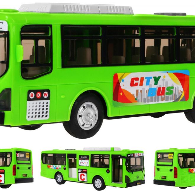 Interaktivní školní autobus pro děti 3+ zelený + otevírací dveře + zvuky Světla