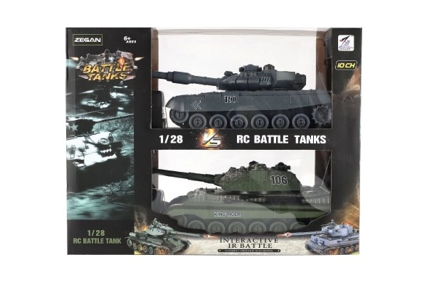 Tank RC 2ks 36cm+dobíjecí pack tanková bitva se zvukem se světlem v krabici 42x32x14cm