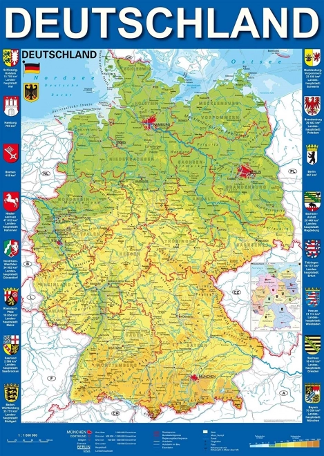 SCHMIDT Puzzle Mapa Německa 1000 dílků