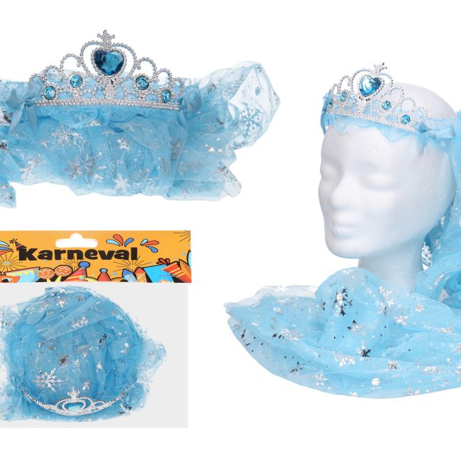Set karneval - čelenka se závojem modrá
