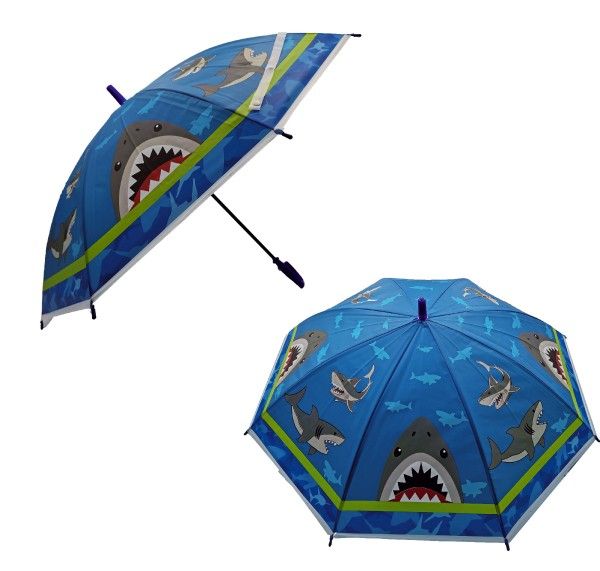 Deštník 66cm vystřelovací mix barev v sáčku – Modrý se žraloky