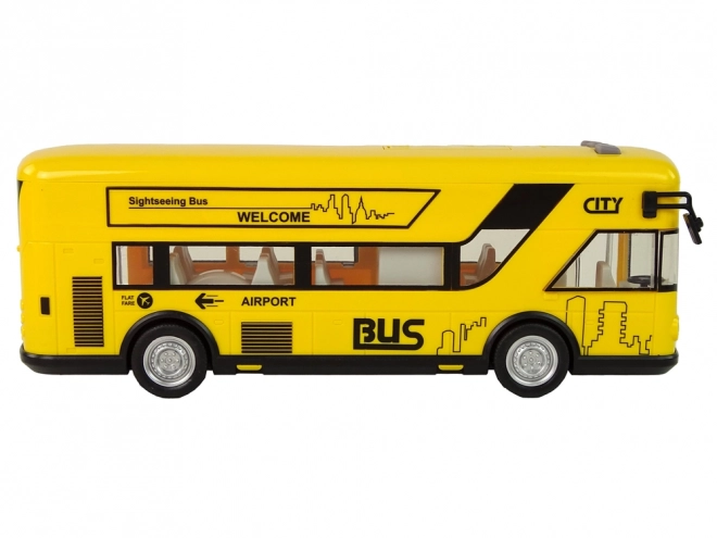 Žlutý městský autobus s třecím pohonem 1:18