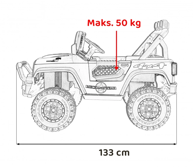 Geoland Výkonné terénní auto pro 2 děti Žluté + Dálkové ovládání + Motory 2x200W + Zavazadlový prostor + Rádio MP3 + LED dioda