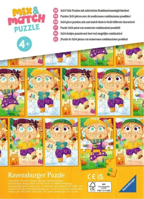 RAVENSBURGER Puzzle Mix&Match: Barevné šaty 3x24 dílků