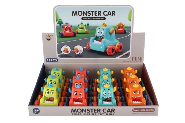 Auto monster plast 9x8cm mačkací jezdící 4 barvy