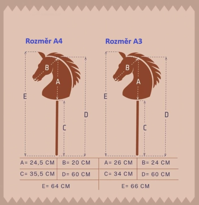 HOPPIHORSE kůň na tyči hobby horse velikost A4 šedý