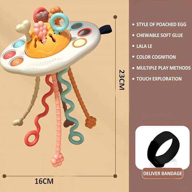 Woopie senzorická hračka Montessori kousátko chrastítko UFO