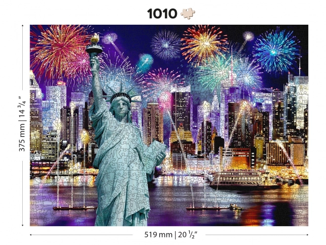 Wooden City Dřevěné puzzle Noční New York 2v1, 1000 dílků EKO