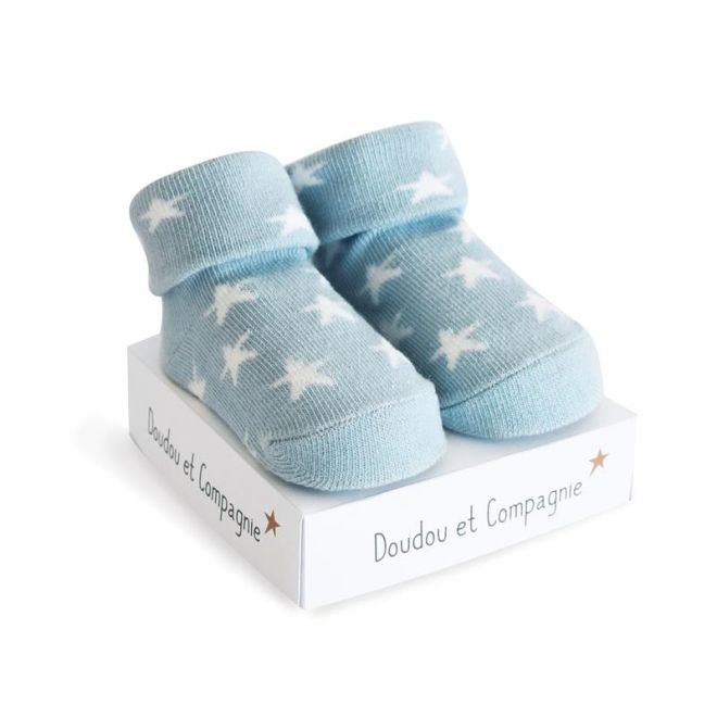 Doudou Ponožky pro chlapečka 0-6 měs. 1 pár modrá s hvězdičkami