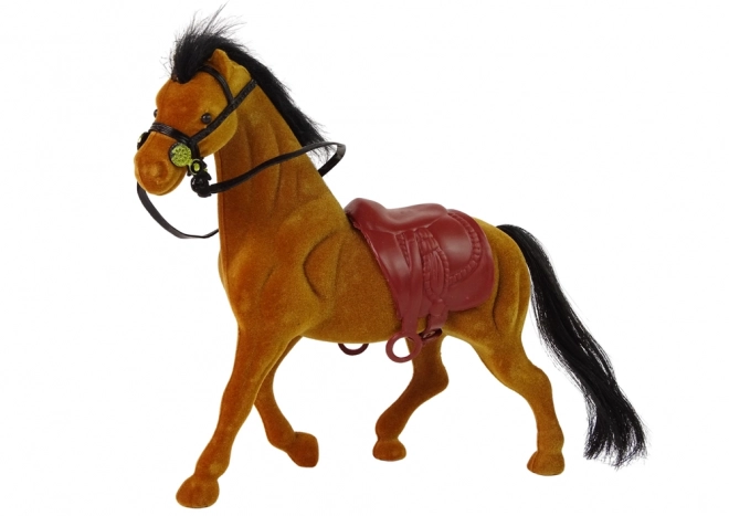 Farmářský hnědý sametový kůň figurka