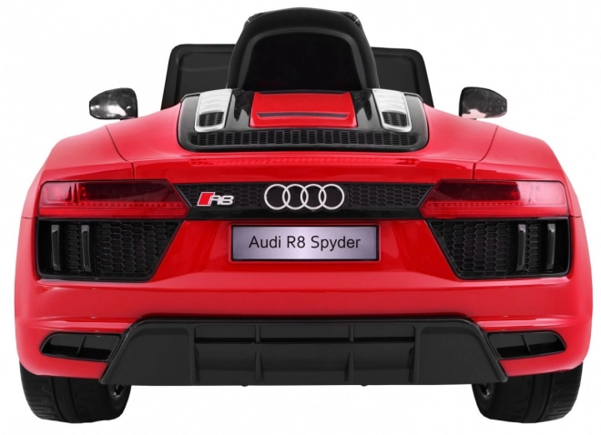 Audi R8 Spyder na baterie Červený lak + Dálkové ovládání + EVA + Pomalý start + Rádio MP3 + LED dioda