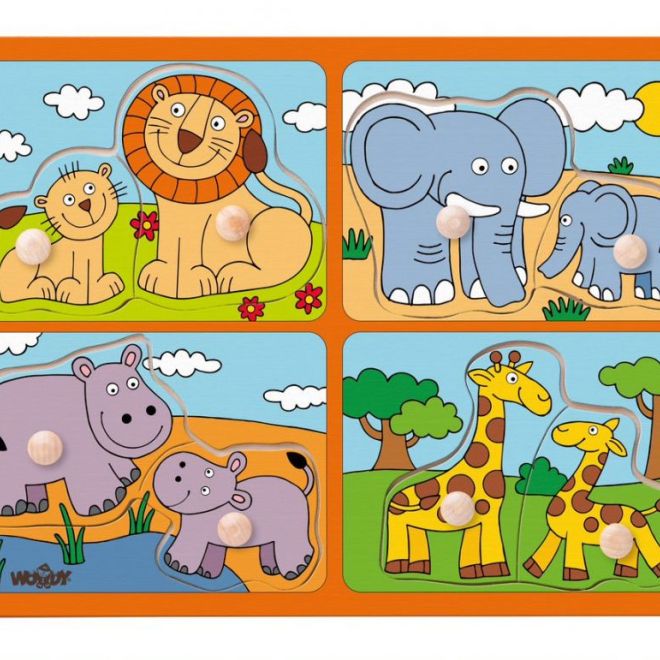 Safari puzzle - zvířata s malými dětmi