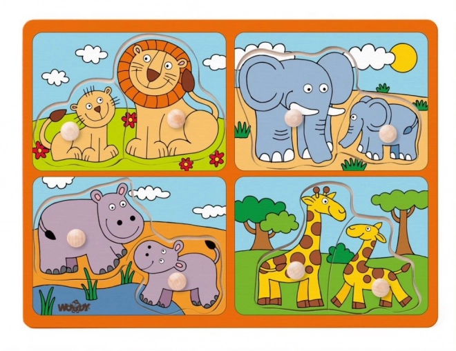 Safari puzzle - zvířata s malými dětmi