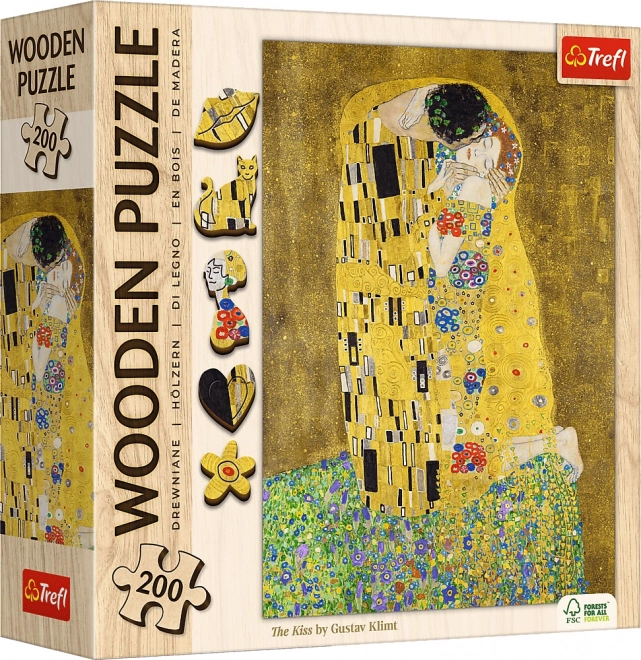 TREFL Dřevěné puzzle Art: Gustav Klimt - Polibek 200 dílků