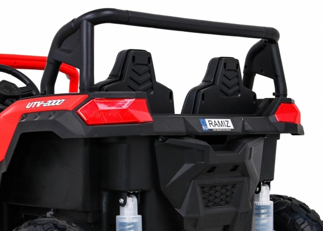 Silná závodní čtyřkolka buggy pro 2 děti Červená + Střídavý motor + Nafukovací kola + LED audio