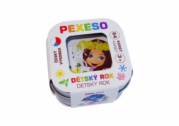 Pexeso Dětský rok - voděodolné, 64 karet v plechové krabičce 6x6x4cm