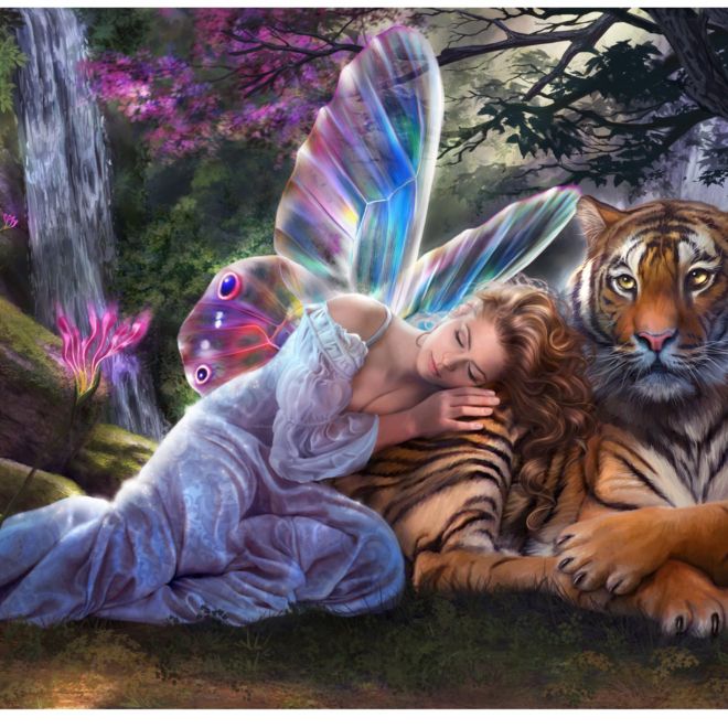 Sada na diamantové malování - motýlí víla s tygrem
