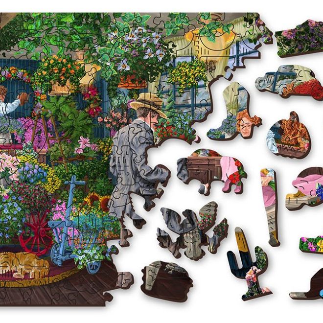Wooden City Dřevěné puzzle Květinářství 2v1, 1000 dílků EKO