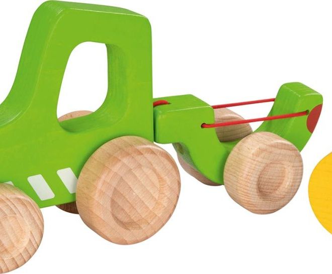 Zelený traktor s přívěsem