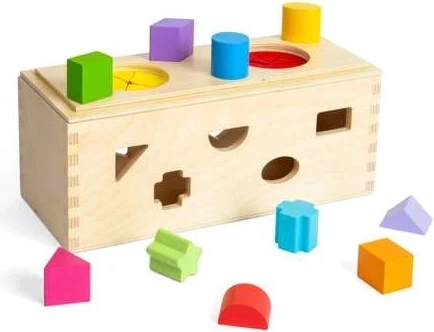Bigjigs Toys Dřevěná tajemná krabička na vkládání a třídění tvarů