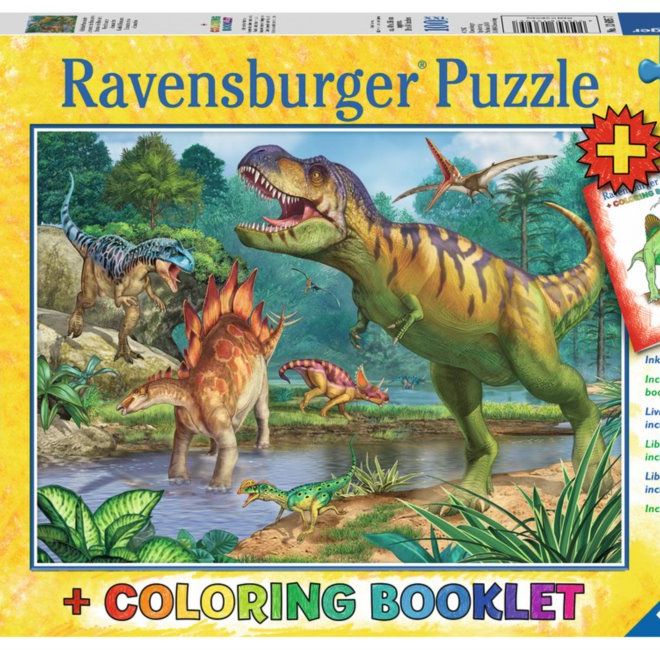 RAVENSBURGER Puzzle Pravěký svět dinosaurů XXL 100 dílků + omalovánky