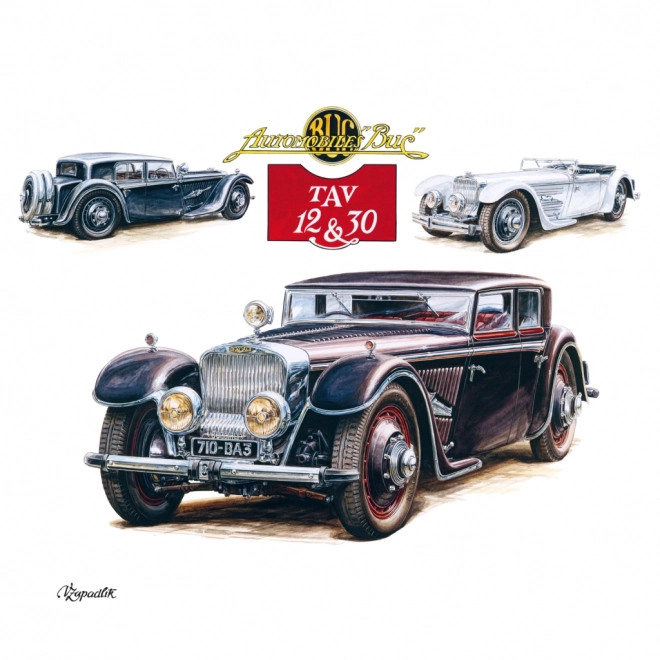 Poznámkový kalendář Classic Cars – Václav Zapadlík, 2025, 30 × 30 cm