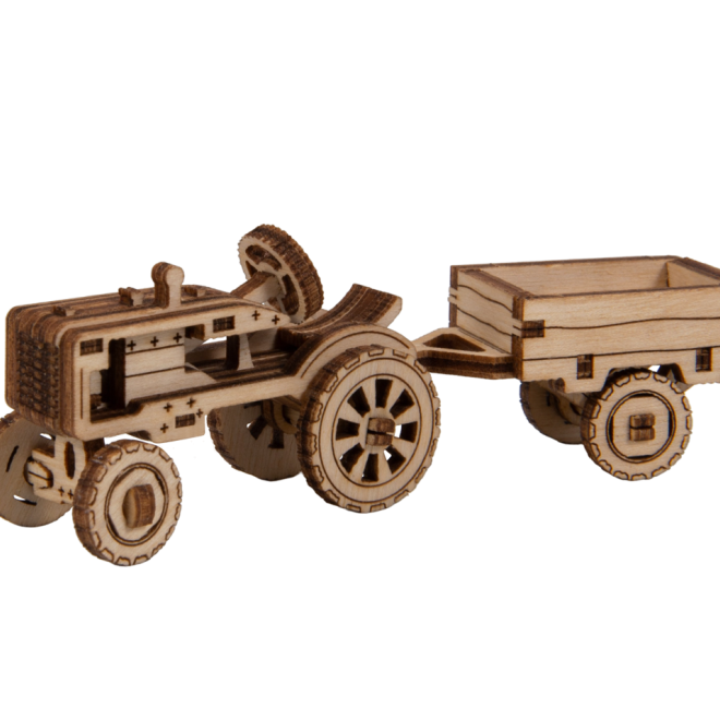 Wooden City 3D puzzle Superfast Americký traktor s vlečkou