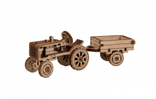 Wooden City 3D puzzle Superfast Americký traktor s vlečkou