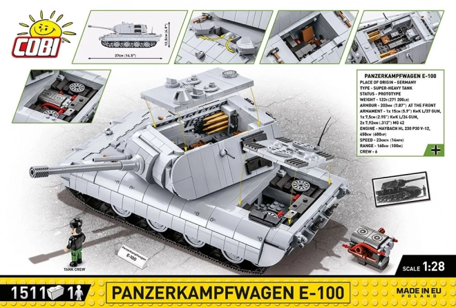 COBI 2572 II WW Panzerkampfwagen E-100, 1:28, 1511 k, 1 f