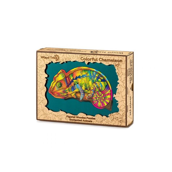 Dřevěné puzzle chameleon