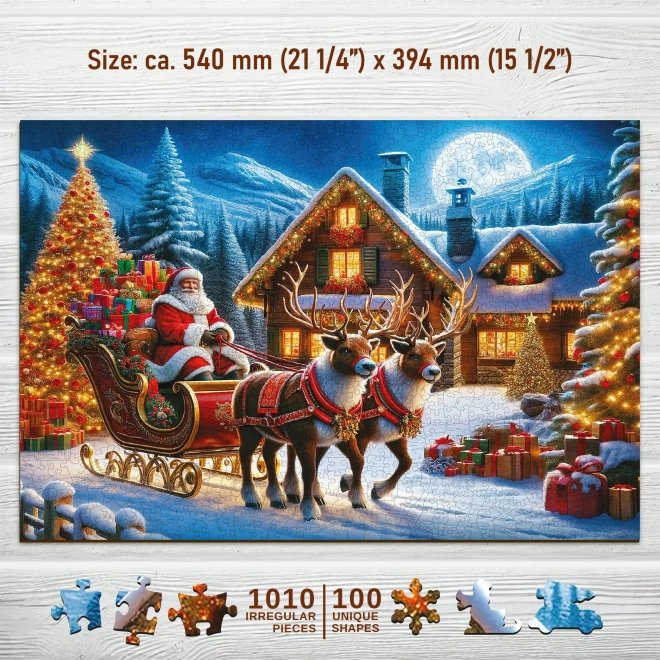 WOODEN CITY Dřevěné puzzle Santa Klaus přichází 1010 dílků