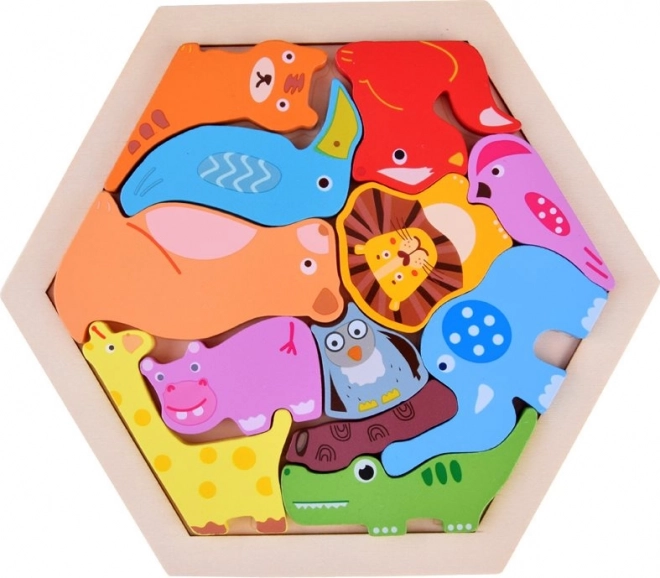 Dřevěné puzzle Zvířata ze ZOO