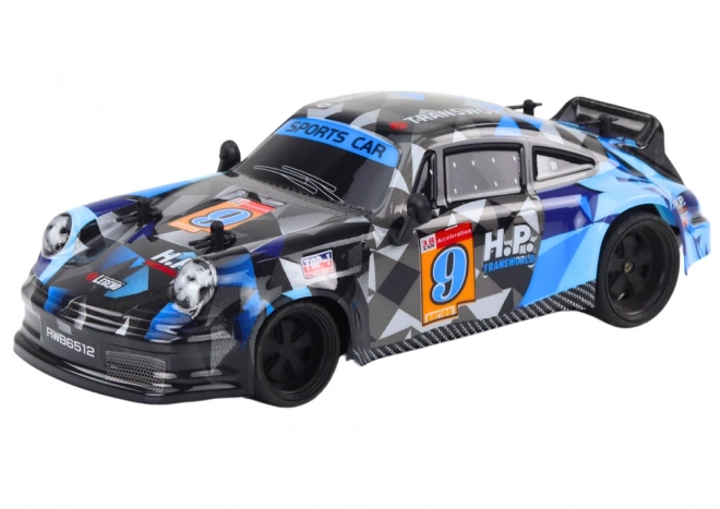 RC auto na dálkové ovládání 1:18 gumová driftovací kola modrá